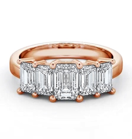 Five Stone Emerald Diamond Regal Style Ring 18K Rose Gold FV17_RG_THUMB1