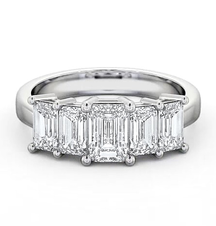 Five Stone Emerald Diamond Regal Style Ring 9K White Gold FV17_WG_THUMB2 