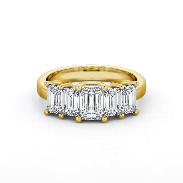 Five Stone Emerald Diamond Ring 9K Yellow Gold - Athena FV17_YG_HAND