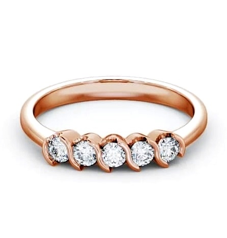 Five Stone Round Diamond Open Bezel Style Ring 9K Rose Gold FV18_RG_THUMB1