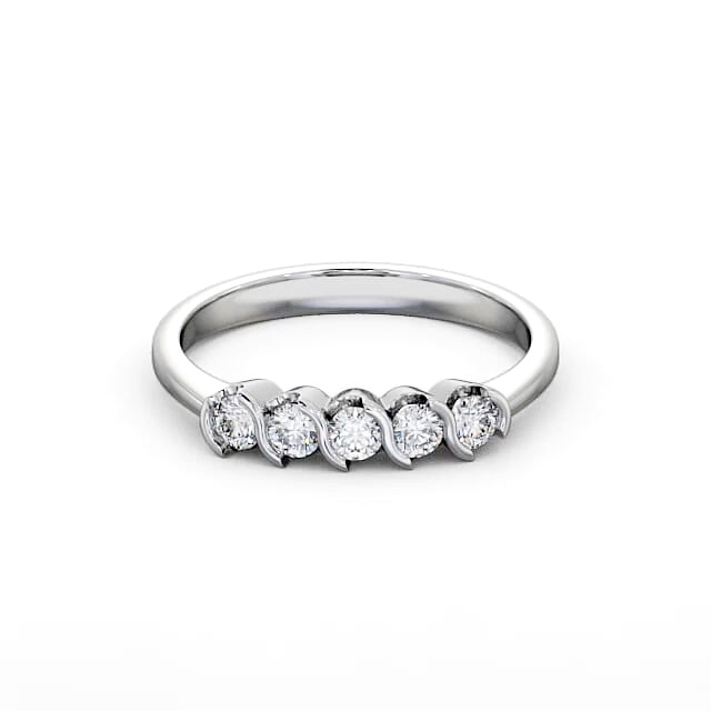 Five Stone Round Diamond Ring 18K White Gold - Alvina FV18_WG_HAND