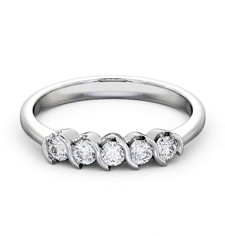 Five Stone Round Diamond Open Bezel Style Ring Platinum FV18_WG_THUMB1