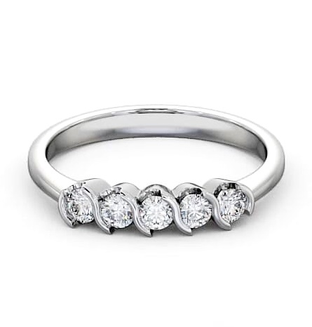 Five Stone Round Diamond Open Bezel Style Ring 18K White Gold FV18_WG_THUMB2 