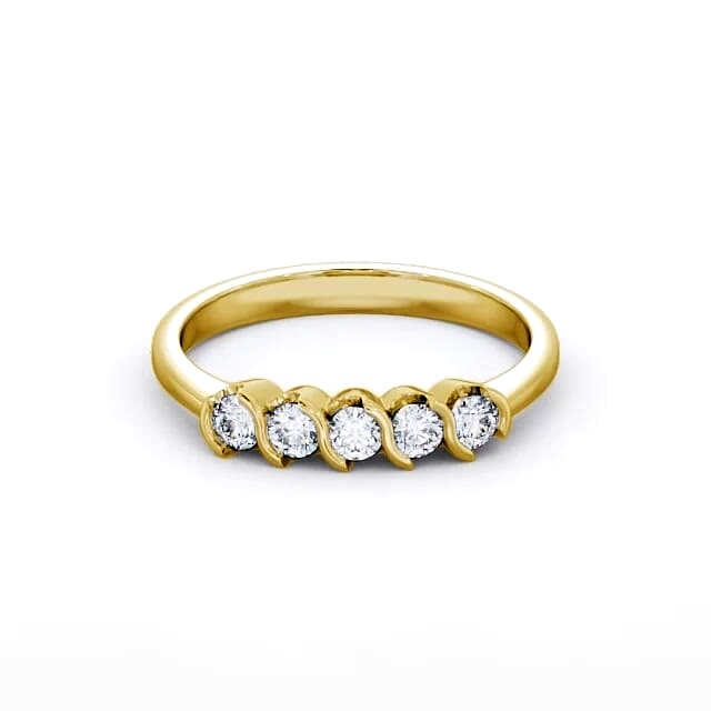 Five Stone Round Diamond Ring 9K Yellow Gold - Alvina FV18_YG_HAND