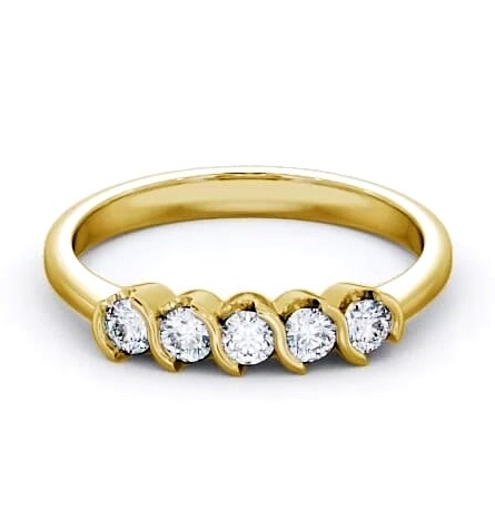 Five Stone Round Diamond Open Bezel Style Ring 18K Yellow Gold FV18_YG_THUMB1