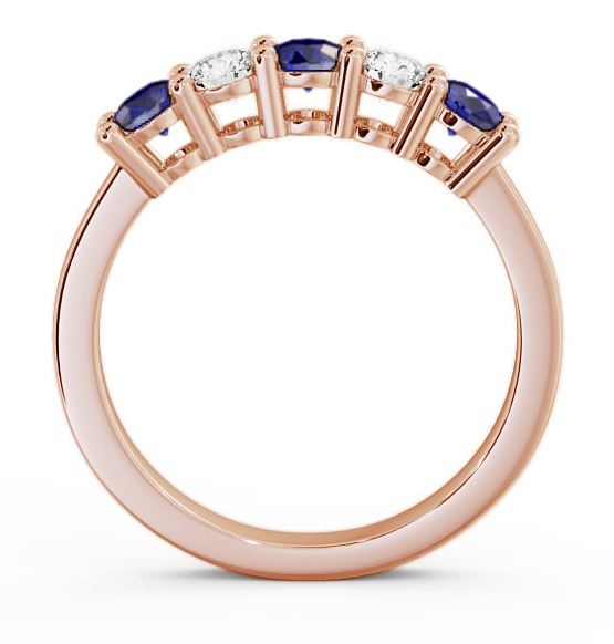 Five Stone Blue Sapphire and Diamond 0.75ct Ring 18K Rose Gold FV1GEM_RG_BS_THUMB1 