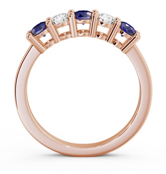 Five Stone Blue Sapphire and Diamond 0.84ct Ring 18K Rose Gold FV1GEM_RG_BS_THUMB1 