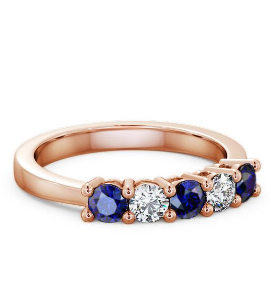 Five Stone Blue Sapphire and Diamond 0.75ct Ring 9K Rose Gold FV1GEM_RG_BS_THUMB1