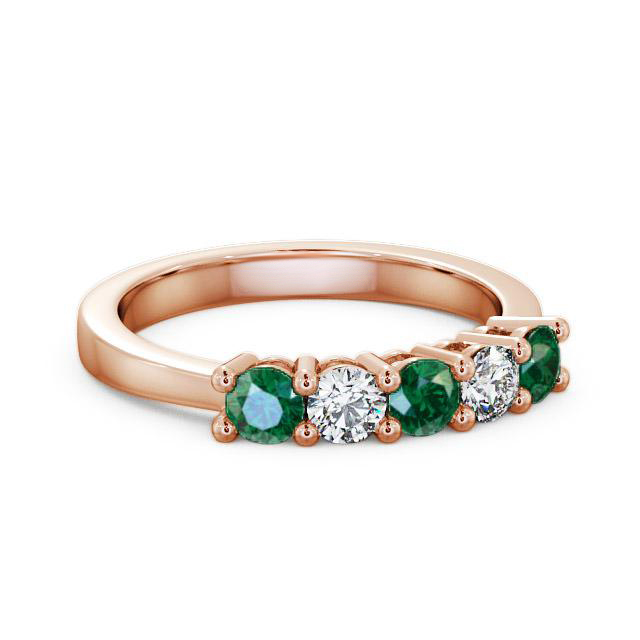 Five Stone Emerald and Diamond 0.66ct Ring 9K Rose Gold - Agatha FV1GEM_RG_EM_HAND