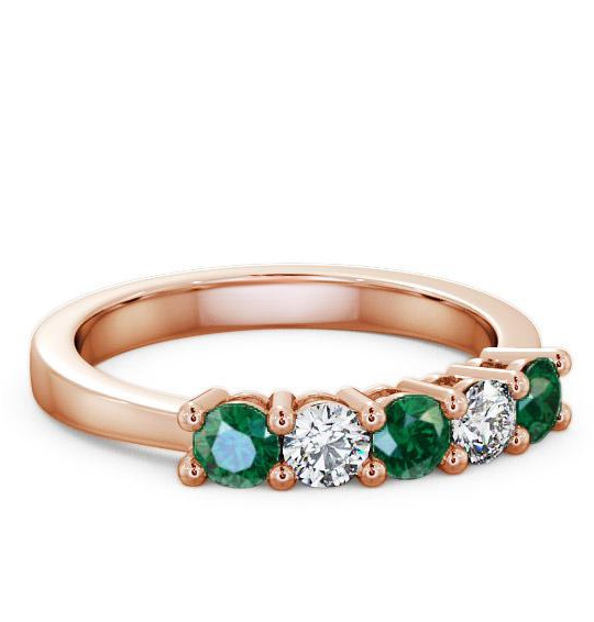 Five Stone Emerald and Diamond 0.66ct Ring 18K Rose Gold FV1GEM_RG_EM_THUMB1