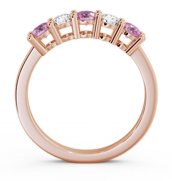 Five Stone Pink Sapphire and Diamond 0.75ct Ring 9K Rose Gold FV1GEM_RG_PS_THUMB1 