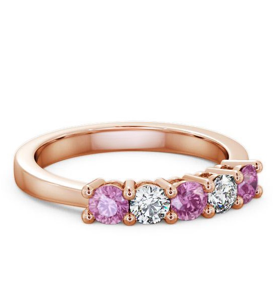 Five Stone Pink Sapphire and Diamond 0.75ct Ring 9K Rose Gold FV1GEM_RG_PS_THUMB1