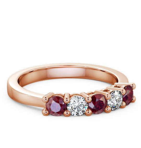 Five Stone Ruby and Diamond 0.84ct Ring 18K Rose Gold FV1GEM_RG_RU_THUMB2 