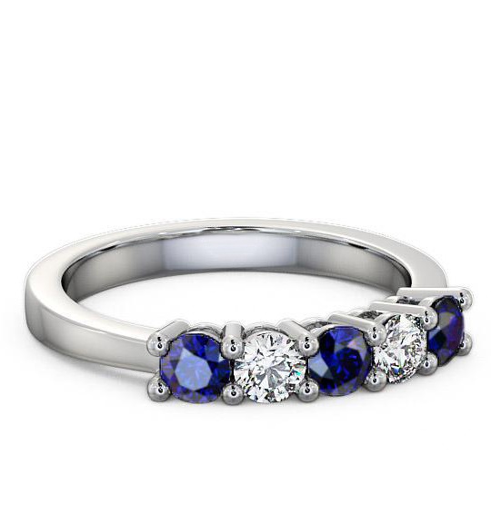 Five Stone Blue Sapphire and Diamond 0.75ct Ring Palladium FV1GEM_WG_BS_THUMB2 