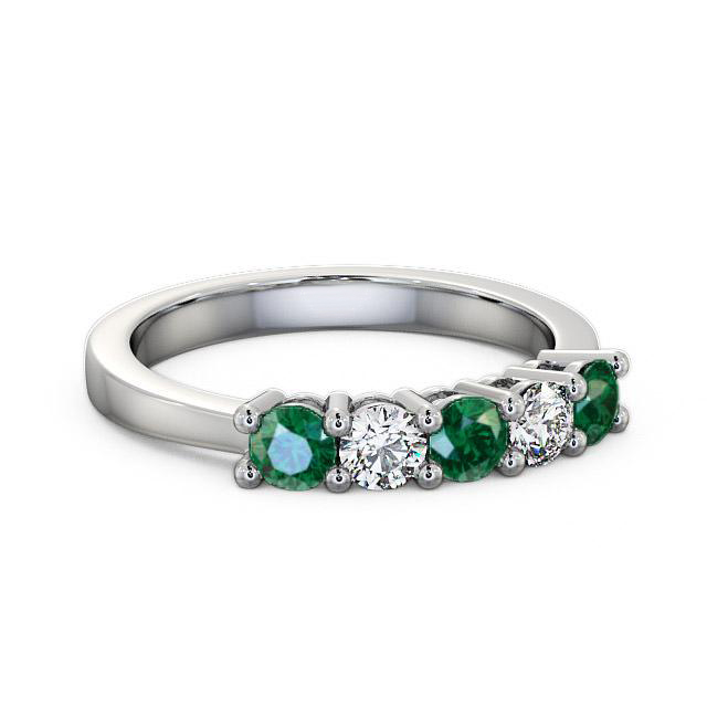 Five Stone Emerald and Diamond 0.66ct Ring Palladium - Agatha FV1GEM_WG_EM_HAND