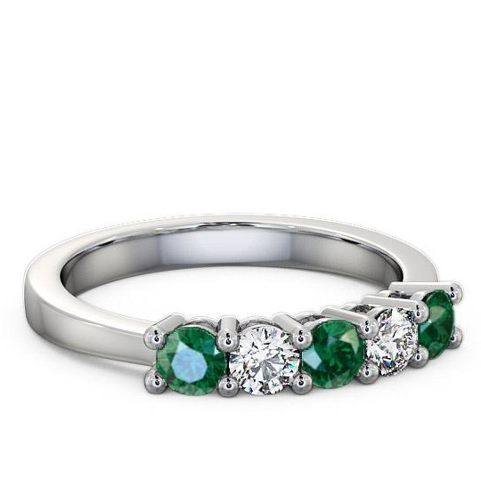 Five Stone Emerald and Diamond 0.66ct Ring Palladium FV1GEM_WG_EM_THUMB1