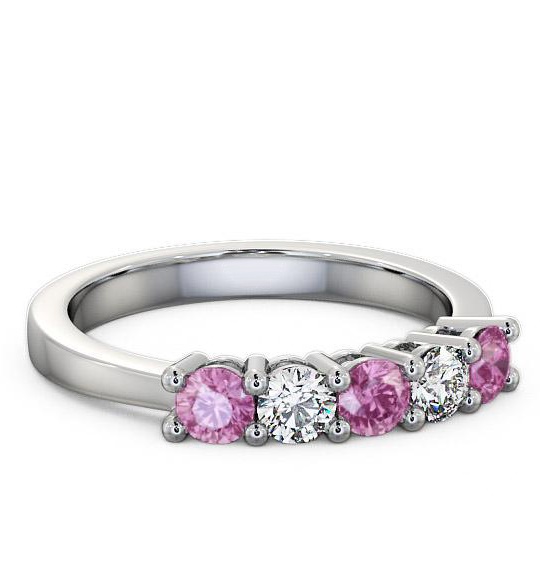 Five Stone Pink Sapphire and Diamond 0.75ct Ring 9K White Gold FV1GEM_WG_PS_THUMB2 