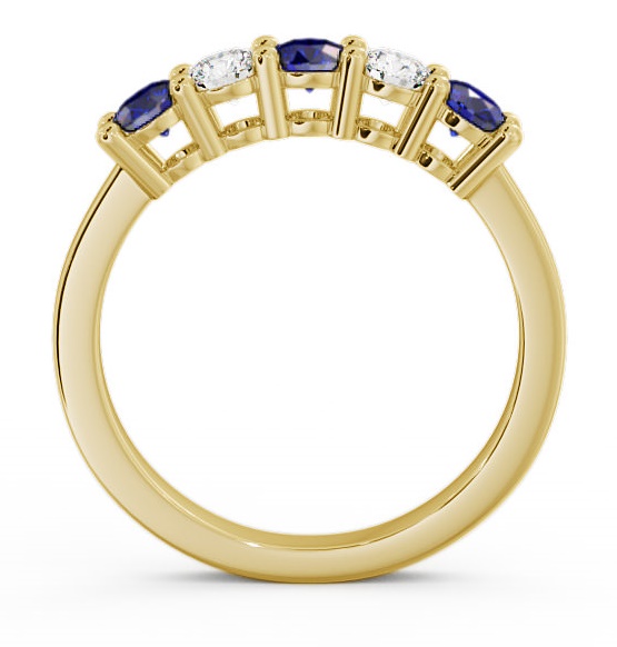 Five Stone Blue Sapphire and Diamond 0.75ct Ring 18K Yellow Gold FV1GEM_YG_BS_THUMB1 