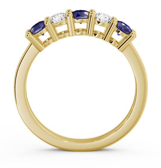 Five Stone Blue Sapphire and Diamond 0.84ct Ring 18K Yellow Gold FV1GEM_YG_BS_THUMB1 