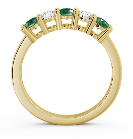 Five Stone Emerald and Diamond 0.66ct Ring 18K Yellow Gold FV1GEM_YG_EM_THUMB1 