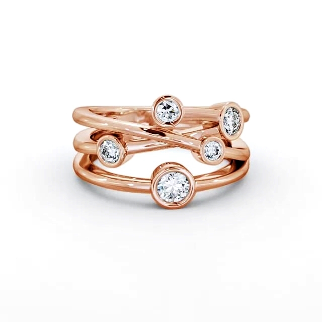 Five Stone Round Diamond Ring 18K Rose Gold - Gina FV20_RG_HAND