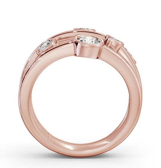 Five Stone Round Diamond Unique Bezel Set Ring 18K Rose Gold FV20_RG_THUMB1