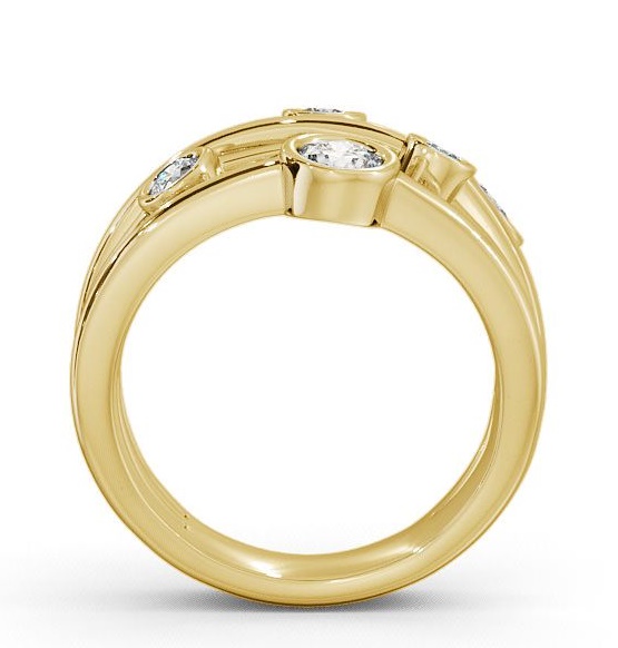 Five Stone Round Diamond Unique Bezel Set Ring 18K Yellow Gold FV20_YG_THUMB1