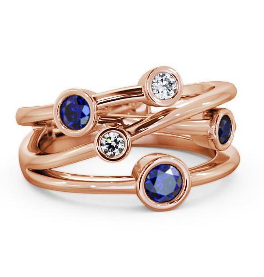 Five Stone Blue Sapphire and Diamond 0.82ct Ring 18K Rose Gold FV20GEM_RG_BS_THUMB1