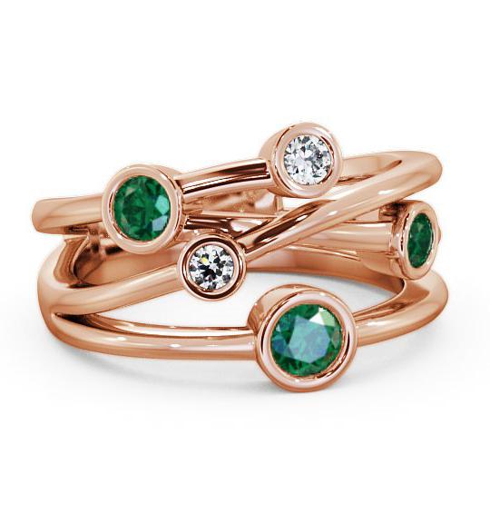 Five Stone Emerald and Diamond 0.69ct Ring 18K Rose Gold FV20GEM_RG_EM_THUMB1