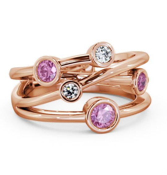 Five Stone Pink Sapphire and Diamond 0.82ct Ring 18K Rose Gold FV20GEM_RG_PS_THUMB1