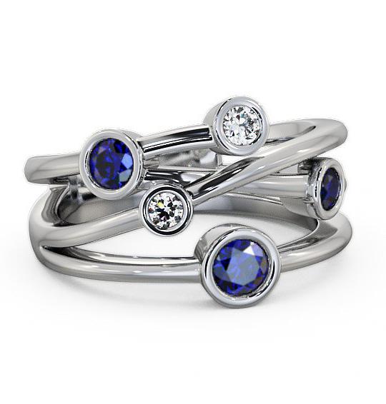 Five Stone Blue Sapphire and Diamond 0.88ct Ring 18K White Gold FV20GEM_WG_BS_THUMB2 