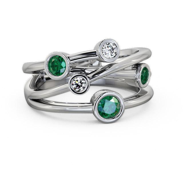 Five Stone Emerald and Diamond 0.69ct Ring 18K White Gold - Giana FV20GEM_WG_EM_HAND
