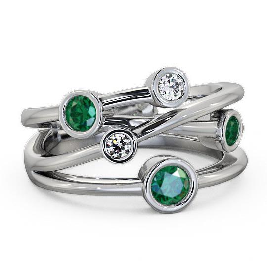 Five Stone Emerald and Diamond 0.69ct Ring 18K White Gold FV20GEM_WG_EM_THUMB1