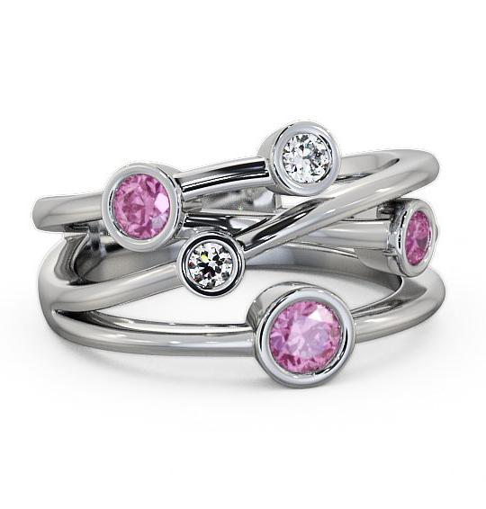 Five Stone Pink Sapphire and Diamond 0.88ct Ring 18K White Gold FV20GEM_WG_PS_THUMB2 