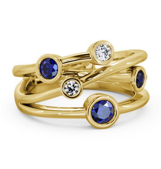Five Stone Blue Sapphire and Diamond 0.82ct Ring 9K Yellow Gold FV20GEM_YG_BS_THUMB1