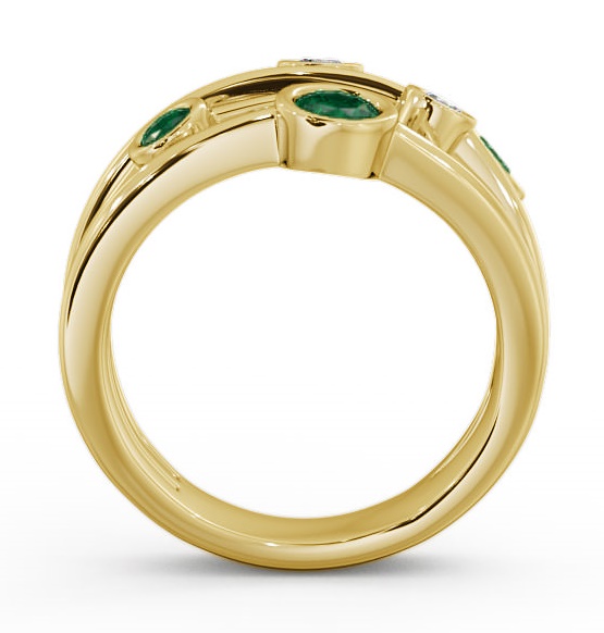 Five Stone Emerald and Diamond 0.69ct Ring 18K Yellow Gold FV20GEM_YG_EM_THUMB1 