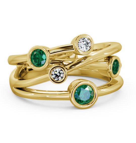 Five Stone Emerald and Diamond 0.69ct Ring 9K Yellow Gold FV20GEM_YG_EM_THUMB1