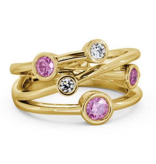 Five Stone Pink Sapphire and Diamond 0.82ct Ring 9K Yellow Gold FV20GEM_YG_PS_THUMB1