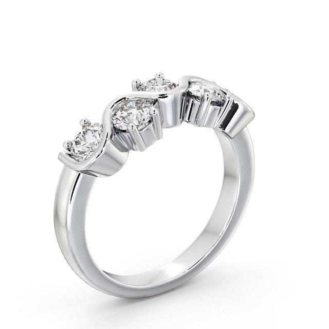 Five Stone Round Diamond Ring 9K White Gold - Rosalee FV21_WG_HAND