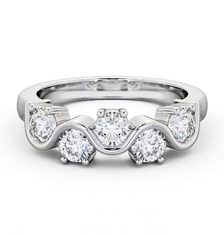 Five Stone Round Diamond Offset Design Ring Platinum FV21_WG_THUMB1