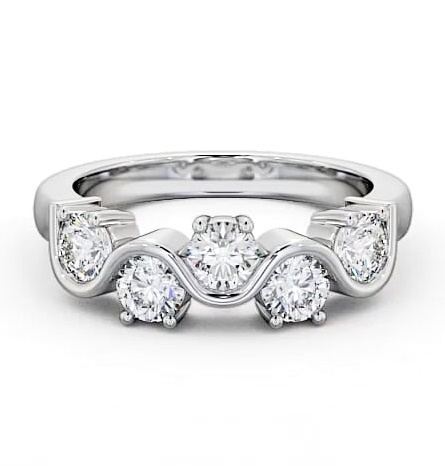 Five Stone Round Diamond Offset Design Ring 18K White Gold FV21_WG_THUMB2 
