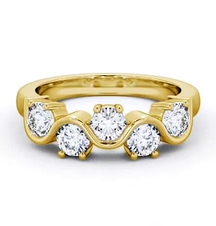 Five Stone Round Diamond Offset Design Ring 18K Yellow Gold FV21_YG_THUMB1
