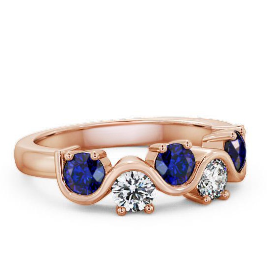 Five Stone Blue Sapphire and Diamond 0.90ct Ring 18K Rose Gold FV21GEM_RG_BS_THUMB1