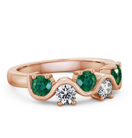 Five Stone Emerald and Diamond 0.81ct Ring 18K Rose Gold FV21GEM_RG_EM_THUMB1