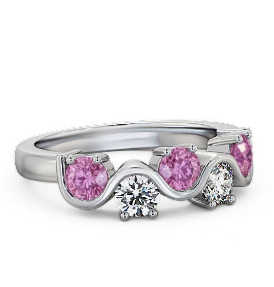 Five Stone Pink Sapphire and Diamond 0.90ct Ring 18K White Gold FV21GEM_WG_PS_THUMB1