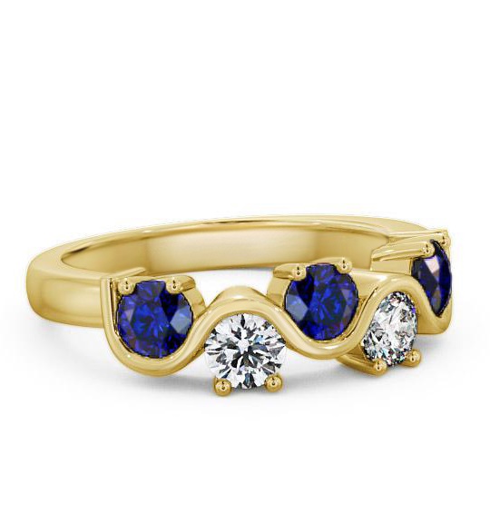 Five Stone Blue Sapphire and Diamond 0.90ct Ring 9K Yellow Gold FV21GEM_YG_BS_THUMB1