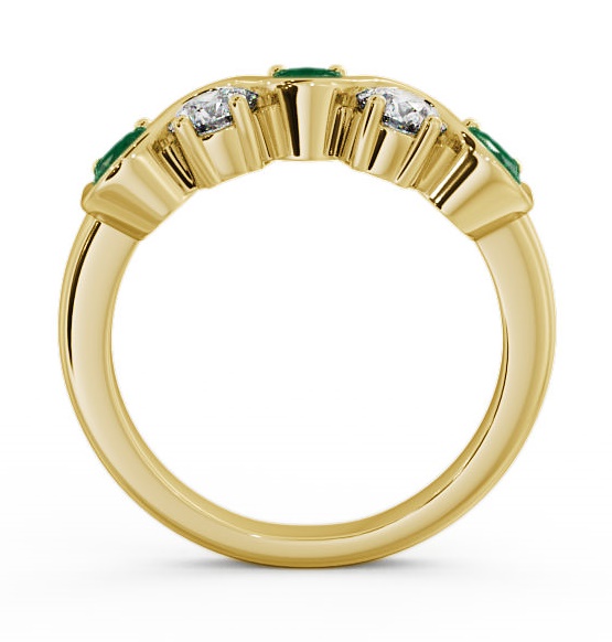 Five Stone Emerald and Diamond 0.81ct Ring 9K Yellow Gold FV21GEM_YG_EM_THUMB1 