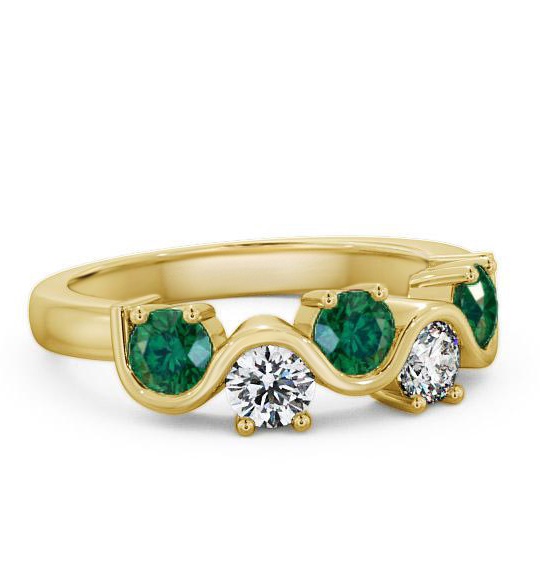Five Stone Emerald and Diamond 0.81ct Ring 9K Yellow Gold FV21GEM_YG_EM_THUMB1