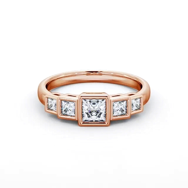 Five Stone Princess Diamond Ring 18K Rose Gold - Miabella FV22_RG_HAND