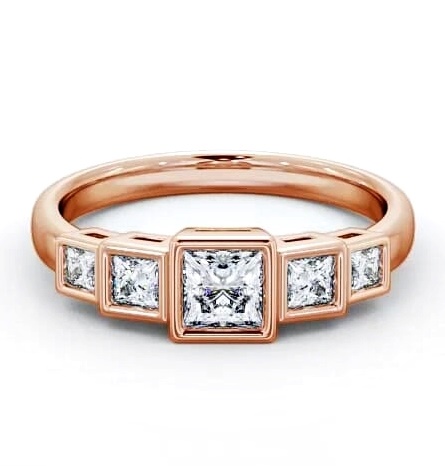 Five Stone Princess Diamond Graduating Style Ring 9K Rose Gold FV22_RG_THUMB1